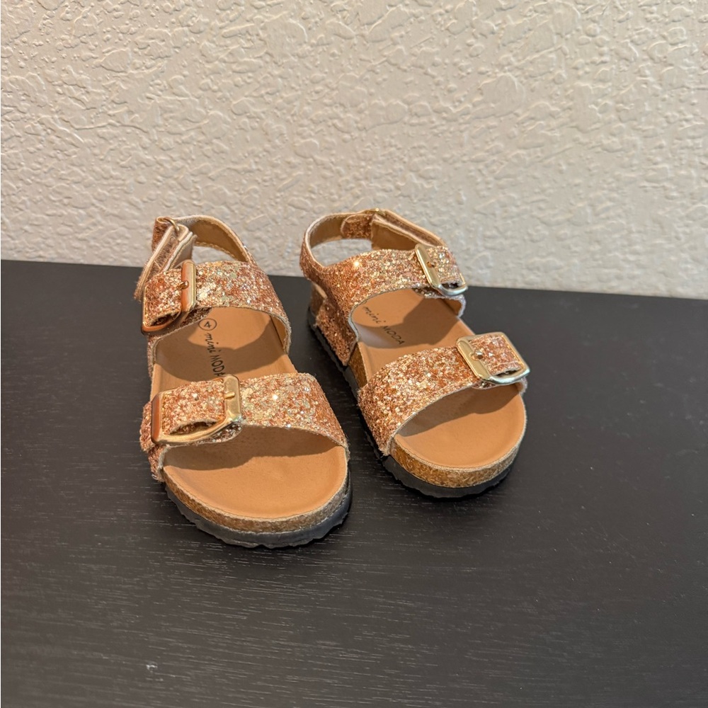 Glittery Gold Kids Sandals - Picture 2 of 4